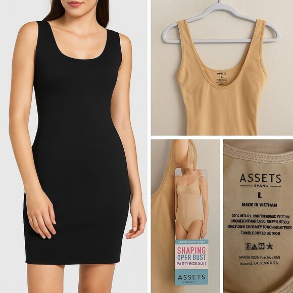 Assets by Spanx Open-Bust Panty Bodysuit Shapewear Nude Size L NWT - Picture 1 of 10
